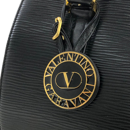 VALENTINO GARAVANI Logo Boston bag Shoulder bag Black Vintage Old ith8c2