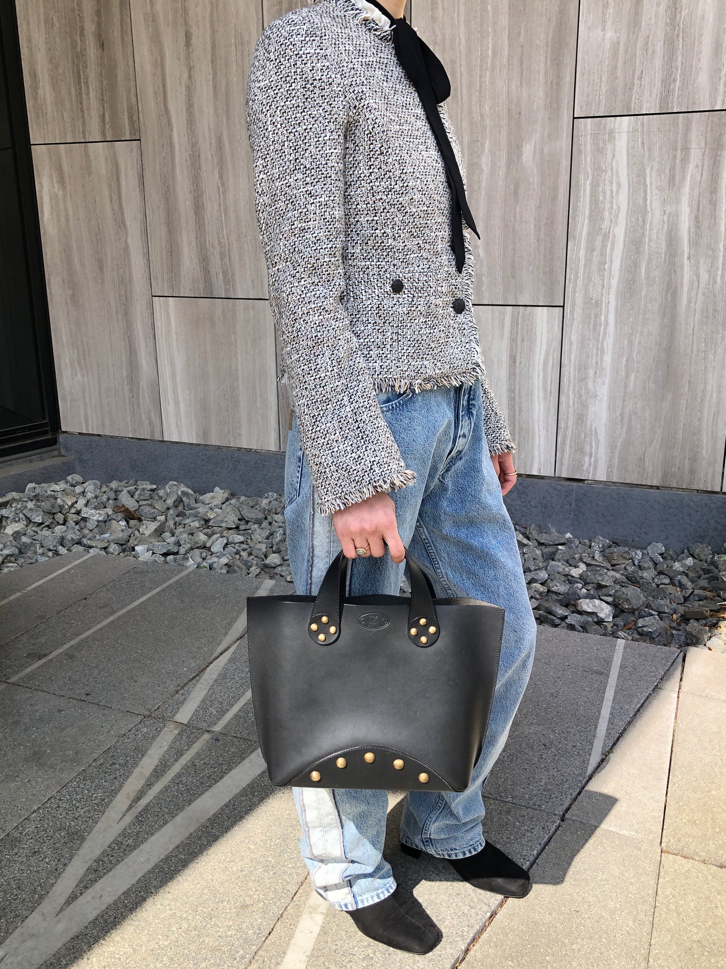 CELINE Blason Handbag Black Vintage rg3vnu