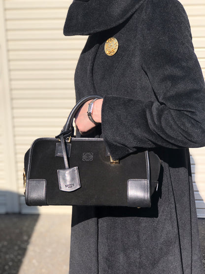 LOEWE Amazona28 Anagram Small Boston bag Handbag Black Vintage hf8cwp