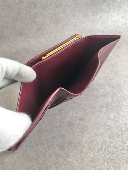 Cartier Logo Embossed Folded Wallet Bordeaux Vintage g2uux3