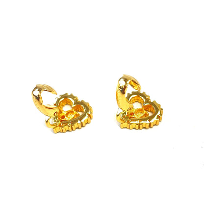 Christian Dior 心形 Linie 寶石耳環 金色 復古 舊款 3xfsbv