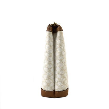 CELINE Macadam Blason embossing Clutch bag Leather white Vintage Old Celine 7brz34