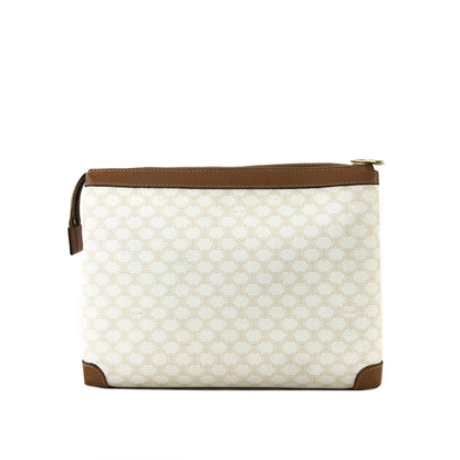 CELINE Macadam Blason embossing Clutch bag Leather white Vintage Old Celine 7brz34