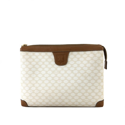 CELINE Macadam Blason embossing Clutch bag Leather white Vintage Old Celine 7brz34