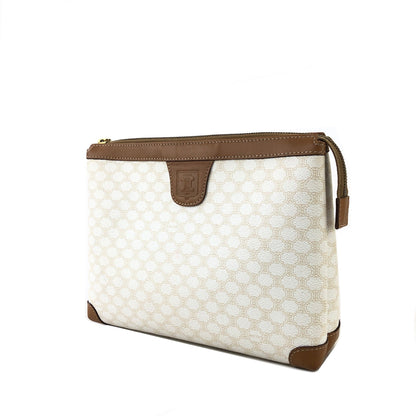 CELINE Macadam Blason embossing Clutch bag Leather white Vintage Old Celine 7brz34