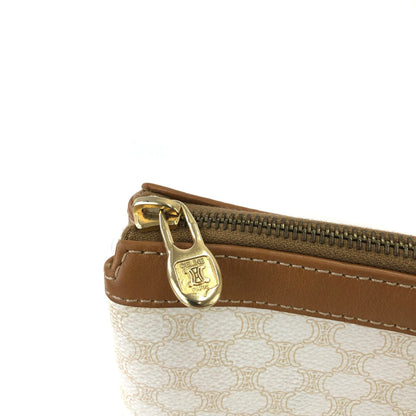 CELINE Macadam Blason embossing Clutch bag Leather white Vintage Old Celine 7brz34