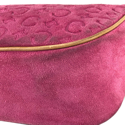 CELINE C Macadam Suede Leather Accessory Pouch Hobo Mini Bag Shoulder Bag Pink Camel vintage Old Celine ysm4yh