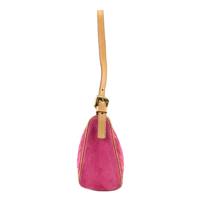 CELINE C Macadam Suede Leather Accessory Pouch Hobo Mini Bag Shoulder Bag Pink Camel vintage Old Celine ysm4yh