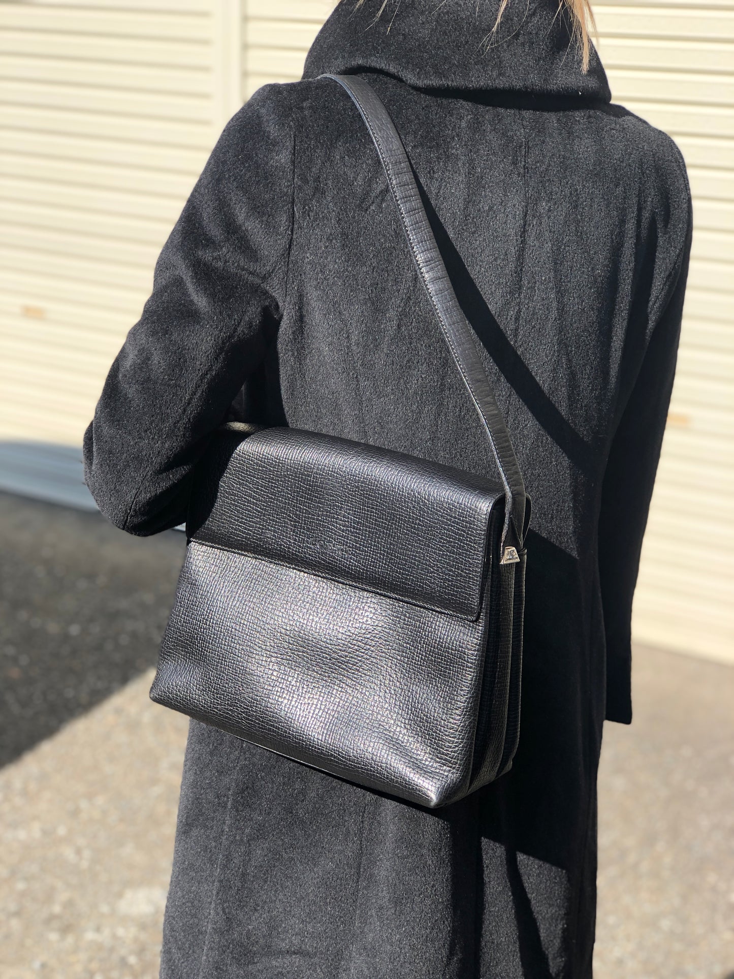 LOEWE Logo Embossed Shoulder bag Black Vintage htcz22