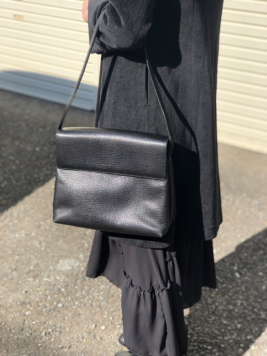 LOEWE Logo Embossed Shoulder bag Black Vintage htcz22