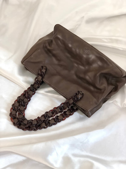 PRADA Tortoiseshell chain Handbag Totebag Brown Vintage Old tvmaz3