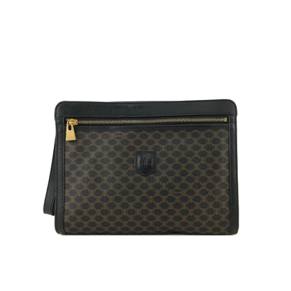 CELINE Macadam Blason Embossed  Clutch bag Leather Black Old Celine Vintage tyhzg7
