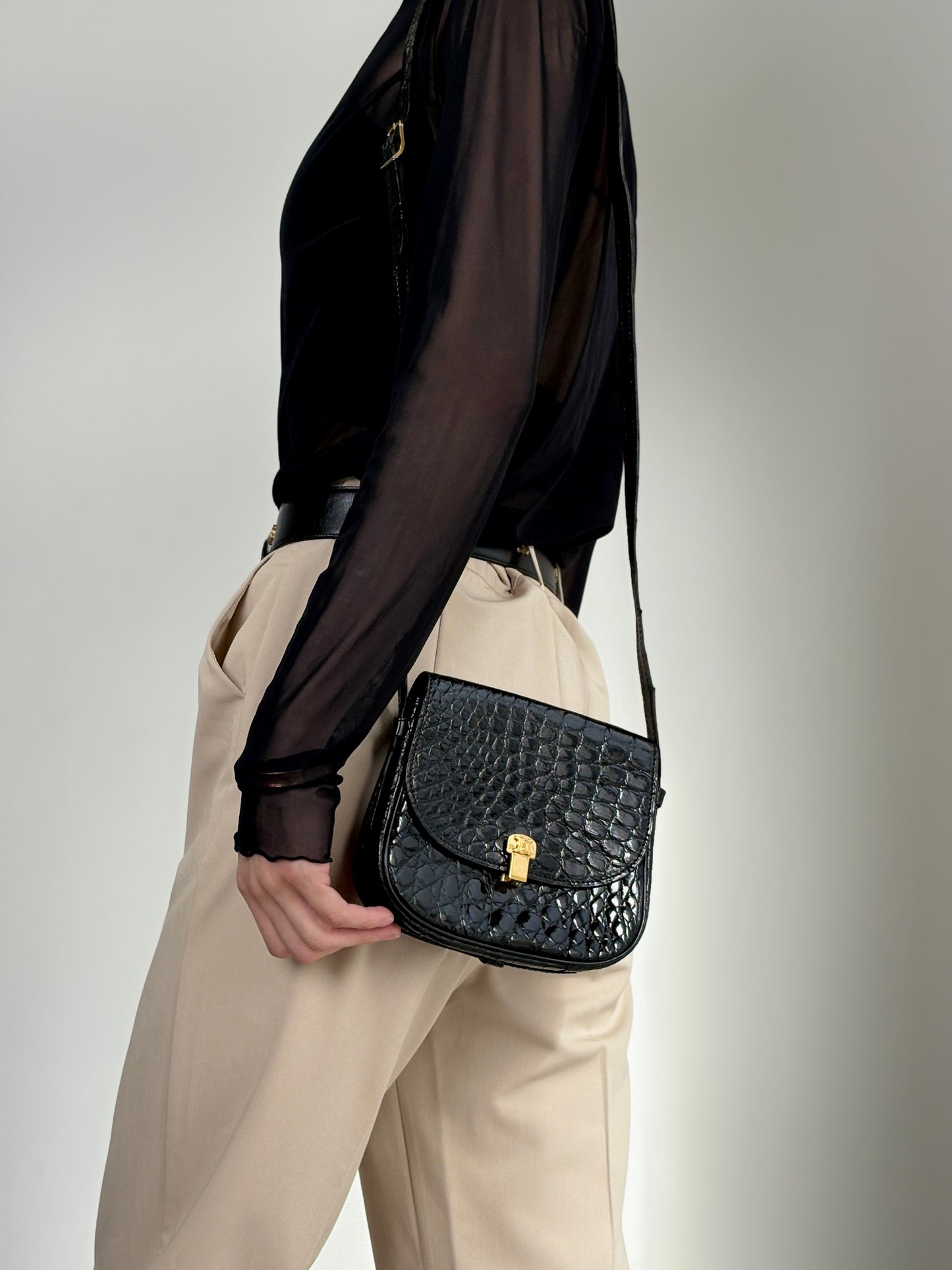 CELINE Triomphe Shoulder bag Black Vintage vtsptj