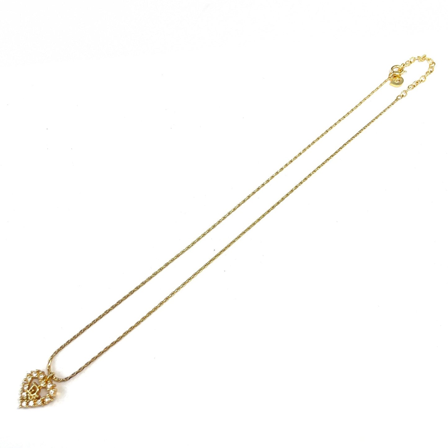 Christian Dior Logo Heart Stone Necklace Gold Vintage Old y2vcau
