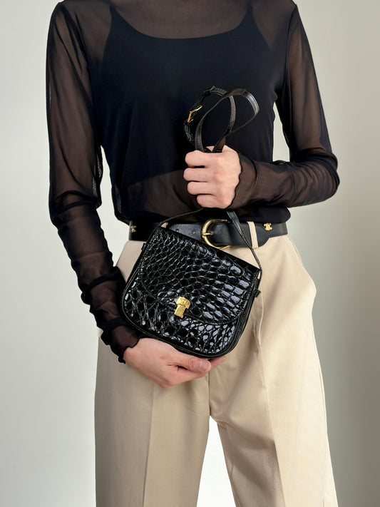 CELINE Triomphe Shoulder bag Black Vintage vtsptj