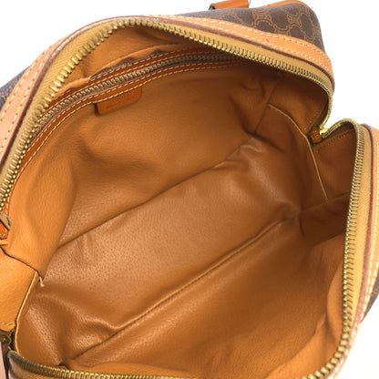 CELINE Macadam Blason Embossed mini Boston bag Handbag Brown Vintage Old Celine 5c7buh