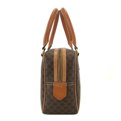 CELINE Macadam Blason Embossed mini Boston bag Handbag Brown Vintage Old Celine 5c7buh