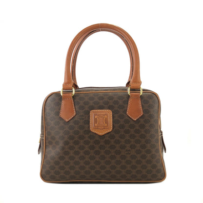 CELINE Macadam Blason Embossed mini Boston bag Handbag Brown Vintage Old Celine 5c7buh
