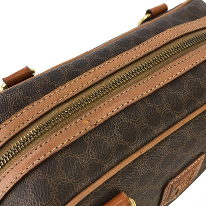 CELINE Macadam Blason Embossed mini Boston bag Handbag Brown Vintage Old Celine 5c7buh