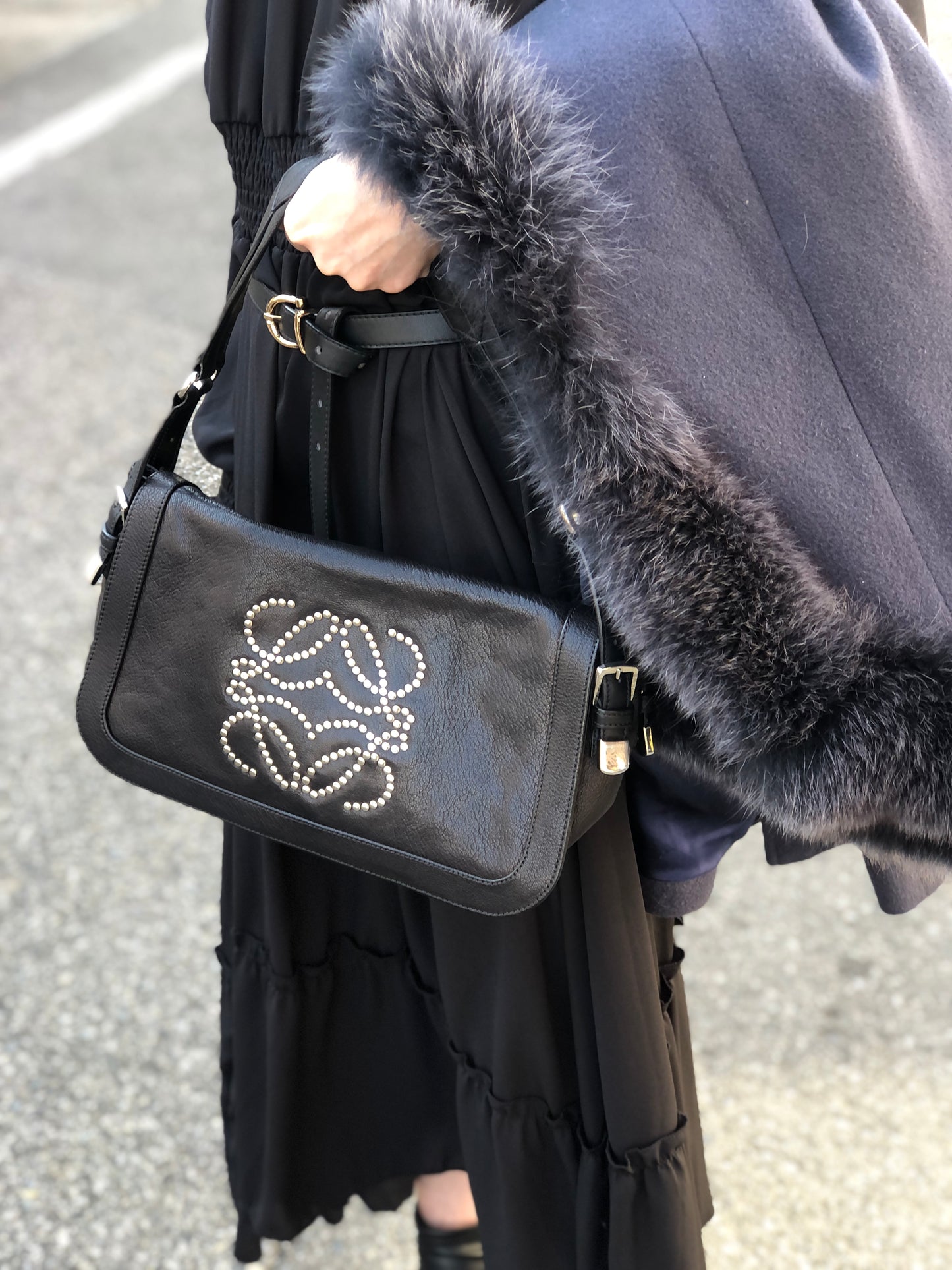 LOEWE Anagram Shoulder bag Black Vintage nw22j6