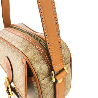 CELINE Macadam Blason Embossed front belt Shoulderbag Beige Vintage Old celine zzv5uc