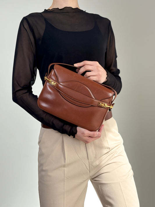 CELINE Horse Carriage Shoulder bag Brown Vintage ggiycy