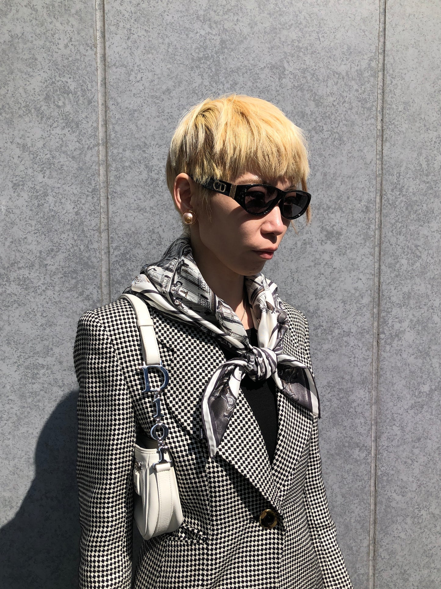 Christian Dior Silk Scarf Black×White Vintage 2dn4gf