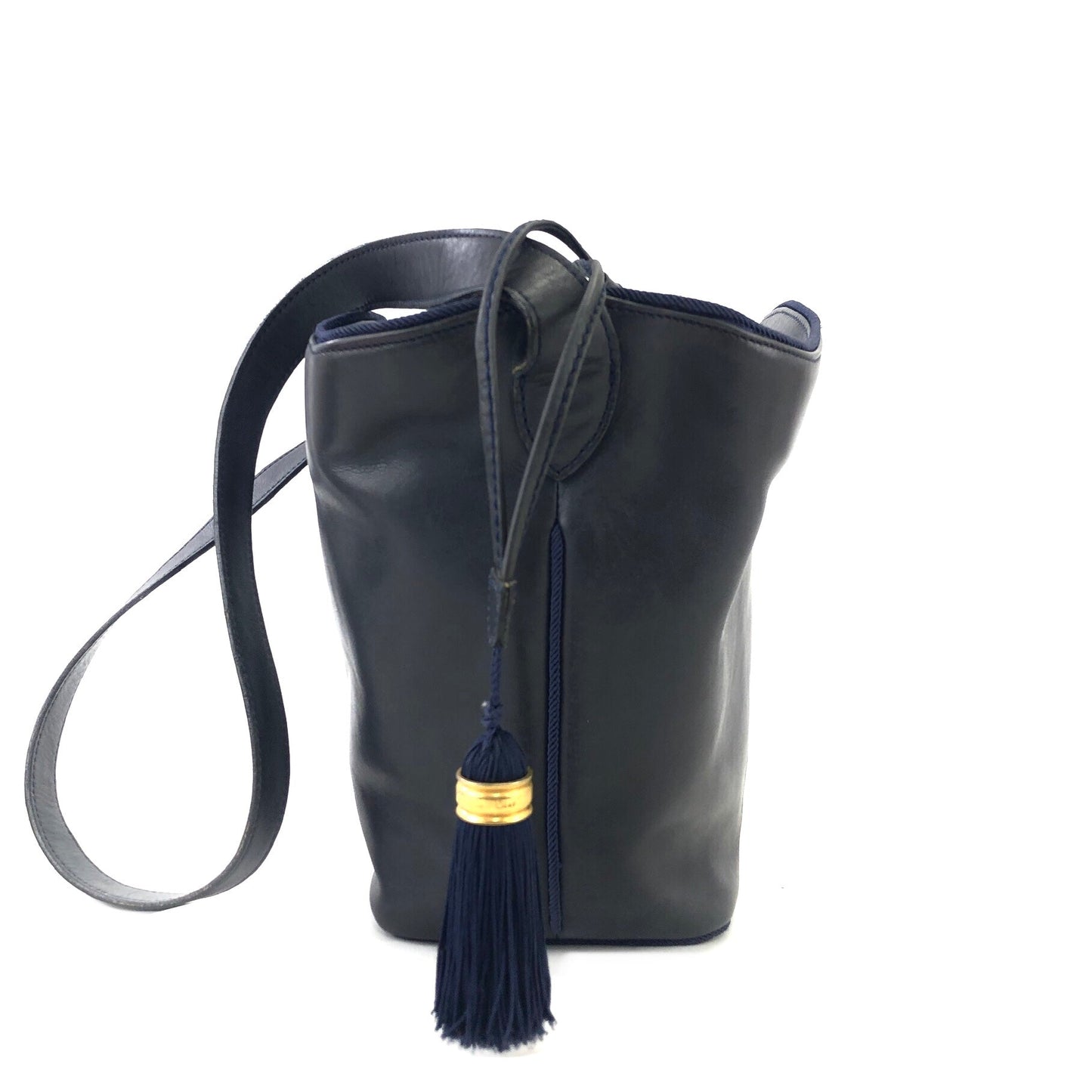 Christian Dior CD logo Tassel Drawstring Bucket Shoulder bag Black Vintage Old y4gfc5