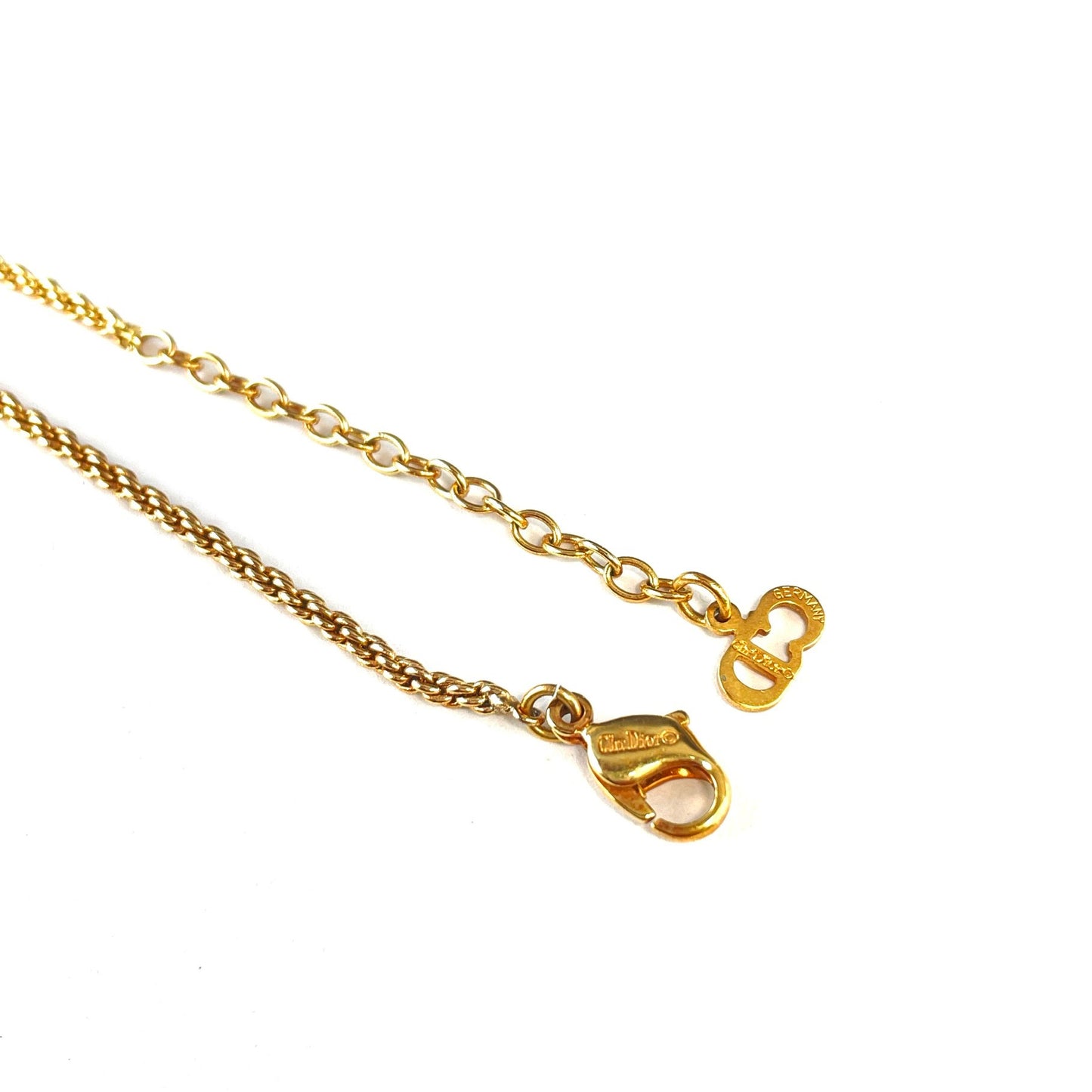 Christian Dior  Emblem Logo Line Stone Necklace Gold vintage yxmhkk
