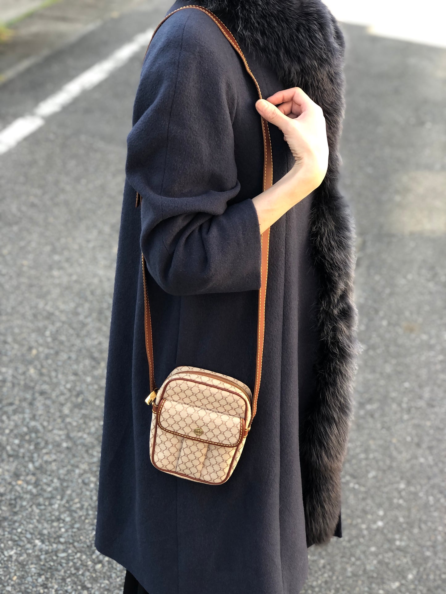 CELINE Blason Small Shoulder bag Beige Vintage yn4w5e