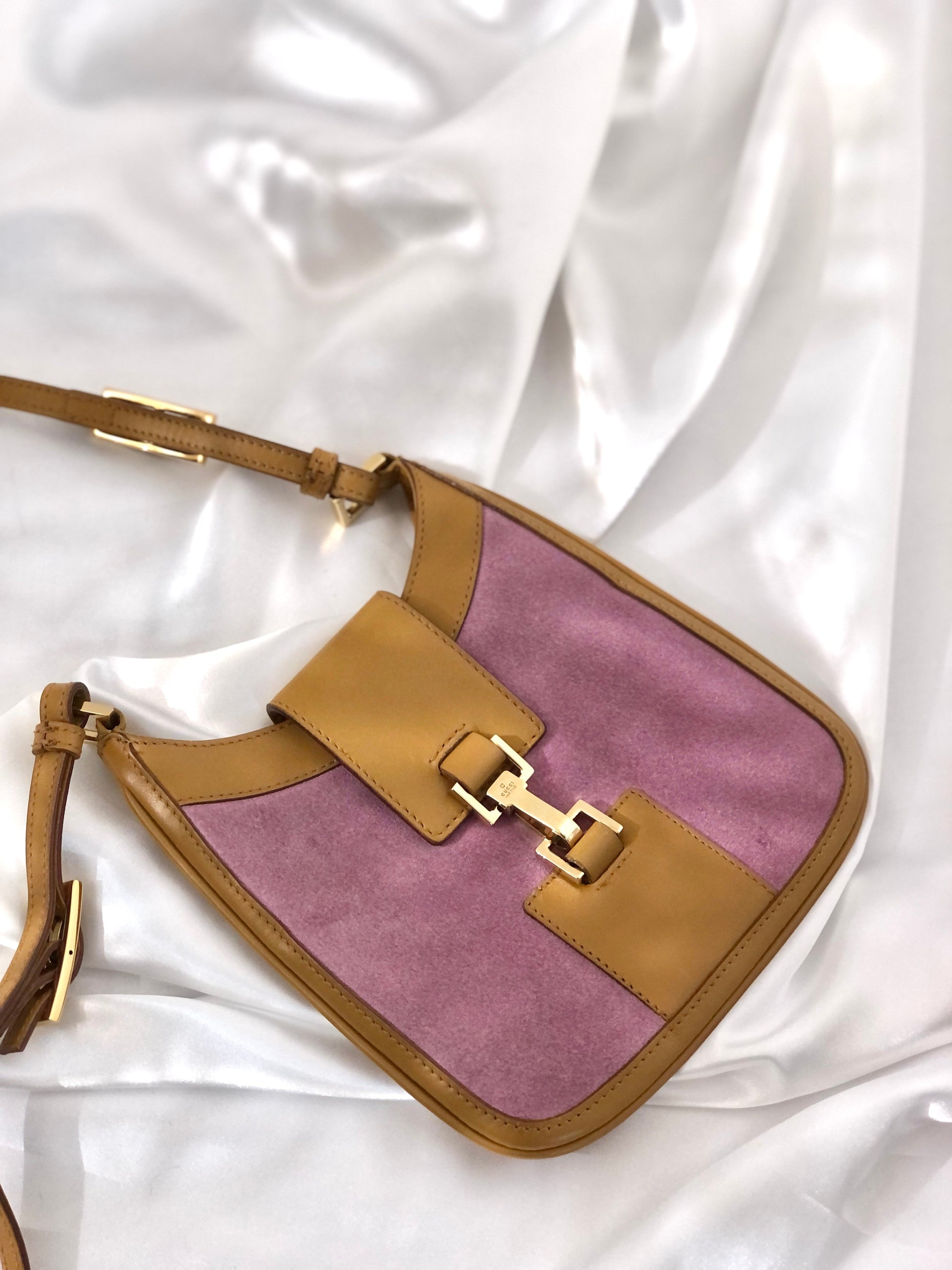 GUCCI Jackie Suede Small Shoulder bag Purple Vintage Old Gucci