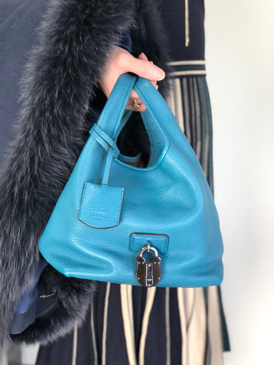 LOEWE Padlock Handbag Blue Vintage 2t2tsk