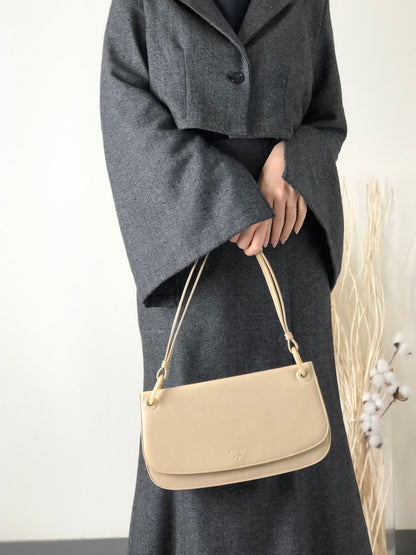 PRADA Leather Hobo bag Shoulder bag Handbag  Cream Vintage Old iw335a
