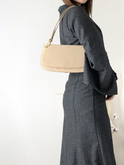 PRADA Leather Hobo bag Shoulder bag Handbag  Cream Vintage Old iw335a