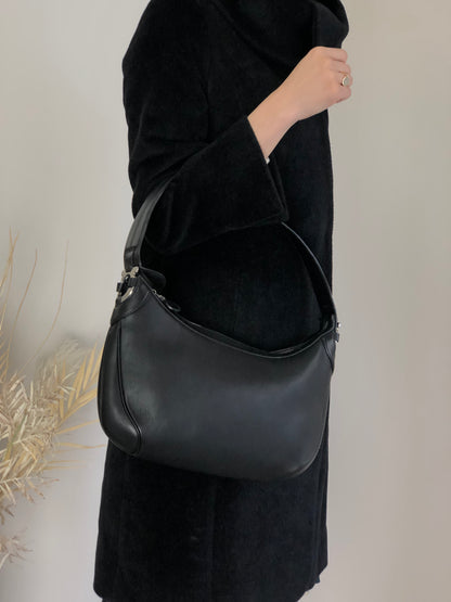 Salvatore Ferragamo Gancini Handbag Shoulder bag Black AF-21 4358 Vintage xn4ijj