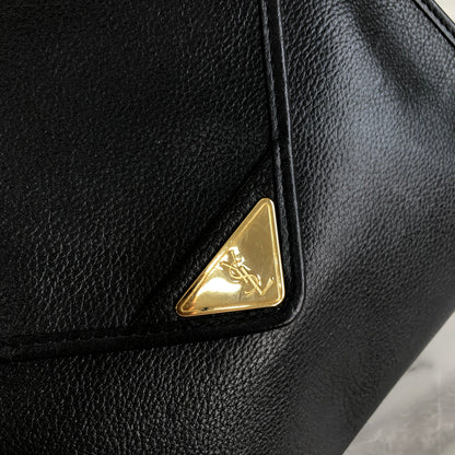 Yves Saint Laurent YSL Triangle logo Shoulder bag Black Vintage Old kirbab