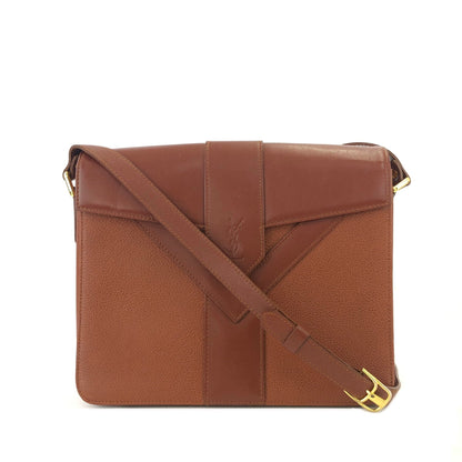 Yves Saint Laurent YSL logo Shoulder bag Brown Vintage Old 4pbhyv