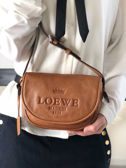 LOEWE Logo Embossed Crossbody Shoulder bag Brown Vintage w2swk6