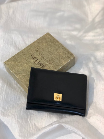 CELINE Gancini Compact Wallet navy Accessory Vintage Old celine ex4txk
