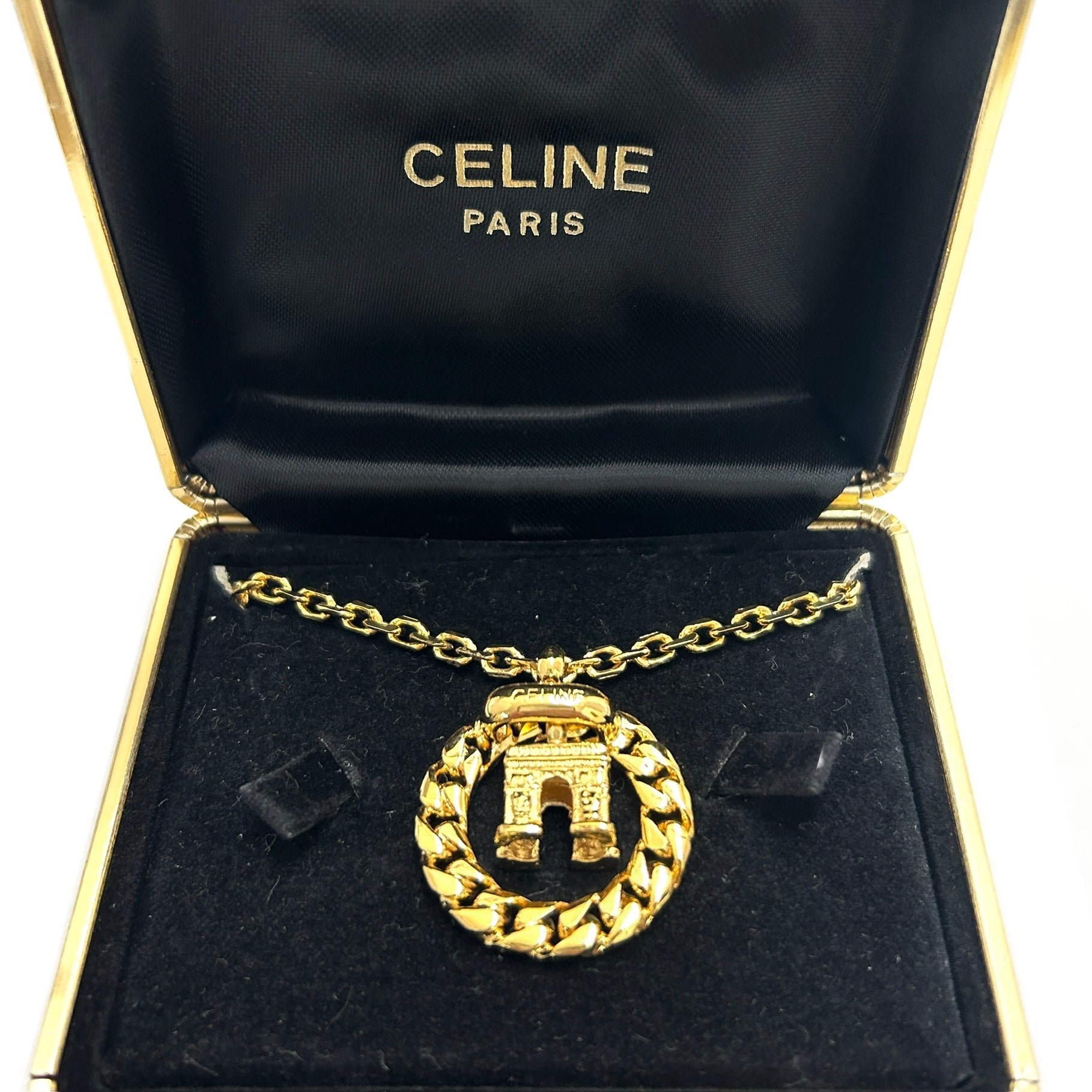 CELINE Logo Arc de Triomphe Necklace Gold Accessory Vintage Old Celine –  VintageShop solo