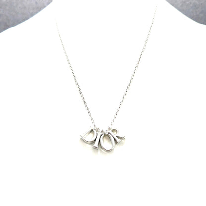 Christian Dior Logo Necklace Silver Vintage Old 5n2m48