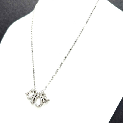Christian Dior Logo Necklace Silver Vintage Old 5n2m48
