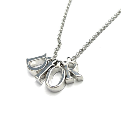 Christian Dior Logo Necklace Silver Vintage Old 5n2m48