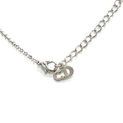 Christian Dior Logo Necklace Silver Vintage Old 5n2m48