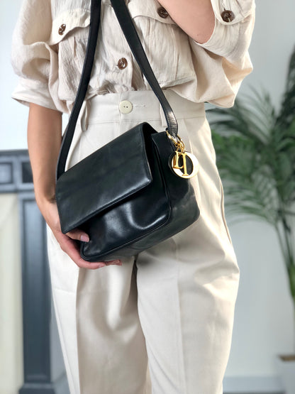 Christian Dior Logo Charm Shoulder bag Black Vintage ssswaj
