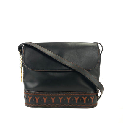 Yves Saint Laurent Y Cut out Shoulder bag Black YSL Vintage Old z4j3p7