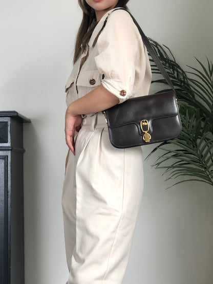 CELINE Horse Carriage Front Buckle Shoulder bag Brown Vintage mbdia8