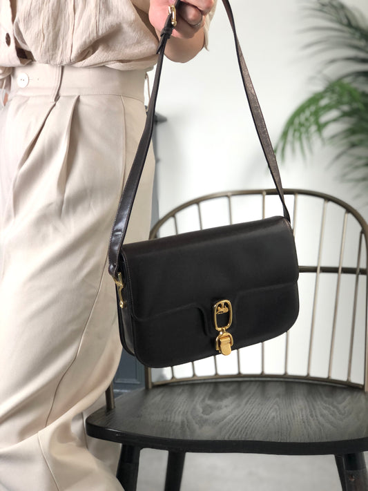 CELINE Horse Carriage Front Buckle Shoulder bag Brown Vintage mbdia8
