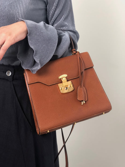 GUCCI Two-way Handbag Shoulder bag Brown Vintage 8xrv5h