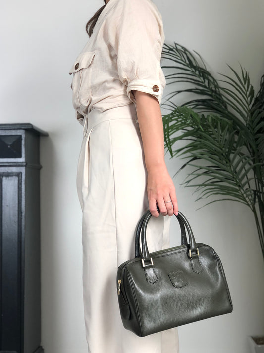 CELINE Blason Two-way Small Boston bag Shoulder bag Green Vintage du4fhp